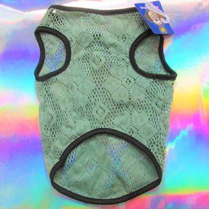 NEW green crochet lace dog clothes shirt medium